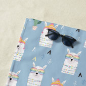 虹のサングラスのラマパターン ビーチタオル (インサイチュ)