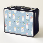 虹のサングラスのラマパターン メタルランチボックス (裏面)