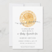 虹のサンシャイン モダン ウォーターカラー ベイビー スプリンクル 招待状 (正面)