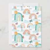 虹のサンシャイン モダン ウォーターカラー ベイビー スプリンクル 招待状 (裏面)