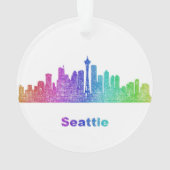 虹のシアトルのスカイライン オーナメント (裏面)