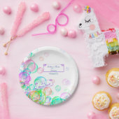 虹のシャボン玉ベビーシャワー ペーパープレート (パーティー)