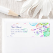 虹のシャボン玉ベビーシャワー ラベル (インサイチュ)