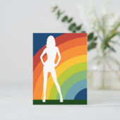 虹のシルエットの女性 ポストカード (スタンド正面)