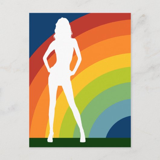 虹のシルエットの女性 ポストカード (正面)