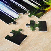 虹のシルエットの森で明るく晴れ ジグソーパズル (側面)