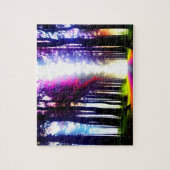 虹のシルエットの森で明るく晴れ ジグソーパズル (縦)