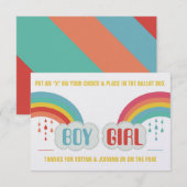 虹のジェンダー・リビール・投票用紙招待状 招待状 (正面/裏面)