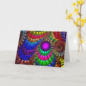 虹のジャングルの挨拶状 カード (黄色い花)