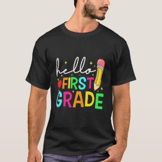 虹のスタイルで小学校一年生を歓迎します こども+バックトゥスクール Tシャツ