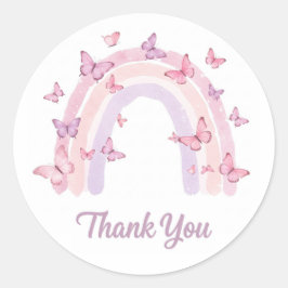 虹のステッカーありがとう ラウンドシール