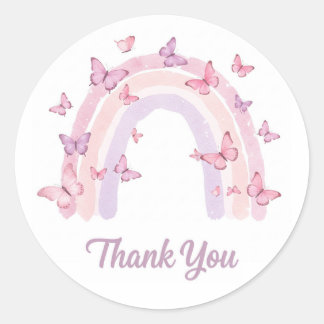 虹のステッカーありがとう ラウンドシール