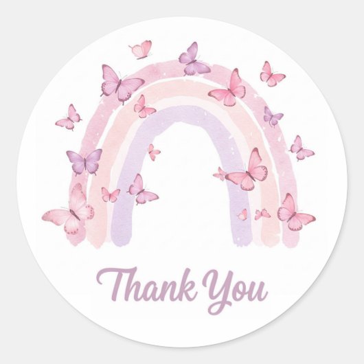 虹のステッカーありがとう ラウンドシール (正面)