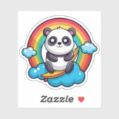 虹のステッカーに描かれた、かわいい甘いパンダ シール (シート)