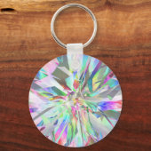虹のステンドグラスの花 キーホルダー (正面)