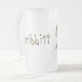 虹のステンドグラス見えるカエルの芸術 フロストグラスビールジョッキ (正面左)