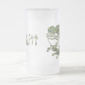 虹のステンドグラス見えるカエルの芸術 フロストグラスビールジョッキ (中央)