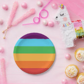 虹のストライプが楽しい明るいキャンディー誕生日パーティー ペーパープレート (パーティー)