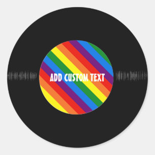 虹のストライプなレトロのレコードのカスタム音楽 ラウンドシール