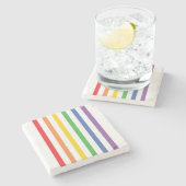 虹のストライプのな石造りのコースター ストーンコースター (横)