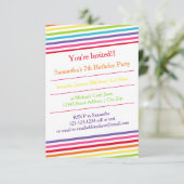 虹のストライプの誕生日パーティー - 3x5 招待状 (スタンド正面)