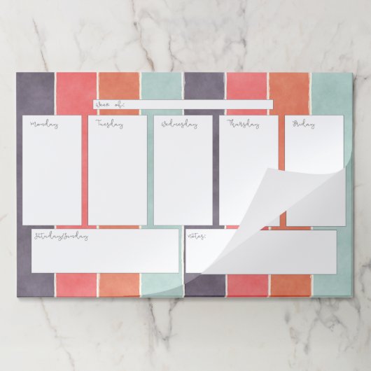 虹のストライプの週間カレンダーの大きいTearawayのパッド ペーパーパッド (折り畳み)