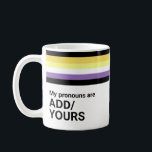 虹のストライプのLGBT名が2進フラグではなく発音 コーヒーマグカップ<br><div class="desc">虹のストライプLGBT名前をカスタムするが、名前、文字、性別、発音を表す2パーソナライズされた進法のフラグを発音しない。文字を追加したり、パーソナライズされた削除したりできます。家族や友人向けの美しい贈り物アイディア素晴らし、水、プラスチックストップ廃棄物、地球を飲み、LGBTに対する支持を示すためのツール、または誇らしげに自分が誰であるかを示すためのもの。</div>