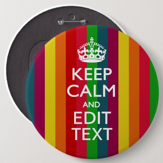 虹のストライプはカスタマイズために平静およびあなたの文字を保ちます 缶バッジ (正面&裏面)