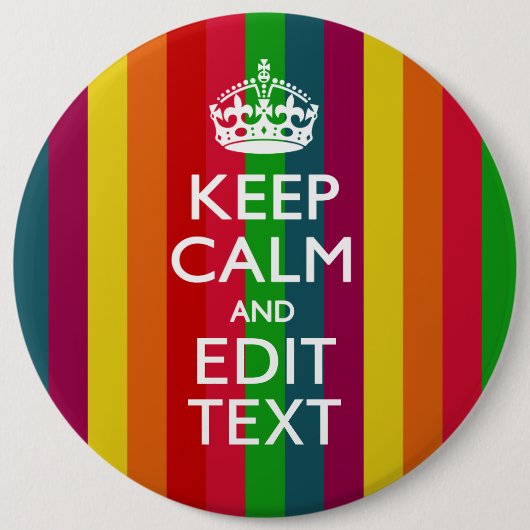 虹のストライプはカスタマイズために平静およびあなたの文字を保ちます 缶バッジ (正面)