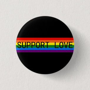 虹のストライプサポートLove/LGBTサポートギフト 缶バッジ