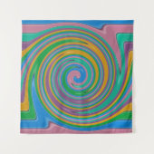 虹のストライプ渦 タペストリー (正面(横))