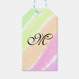 虹のストリペスウォーターカラーラインあなたのモノグラムを追加 ギフトタグ