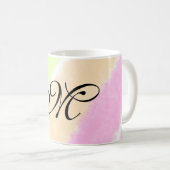 虹のストリペスウォーターカラーラインあなたのモノグラムを追加 コーヒーマグカップ (正面右)