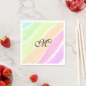 虹のストリペスウォーターカラーラインあなたのモノグラムを追加 スタンダードカクテルナプキン (インサイチュ)