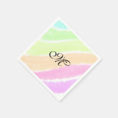 虹のストリペスウォーターカラーラインあなたのモノグラムを追加 スタンダードカクテルナプキン (角)