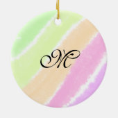 虹のストリペスウォーターカラーラインあなたのモノグラムを追加 セラミックオーナメント (裏面)