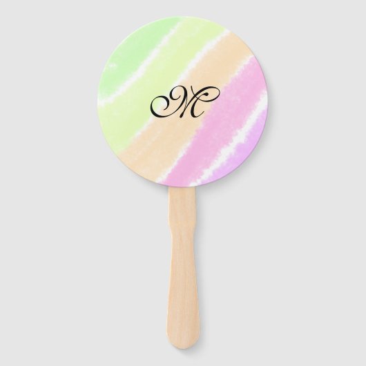 虹のストリペスウォーターカラーラインあなたのモノグラムを追加 ハンドファン (正面)