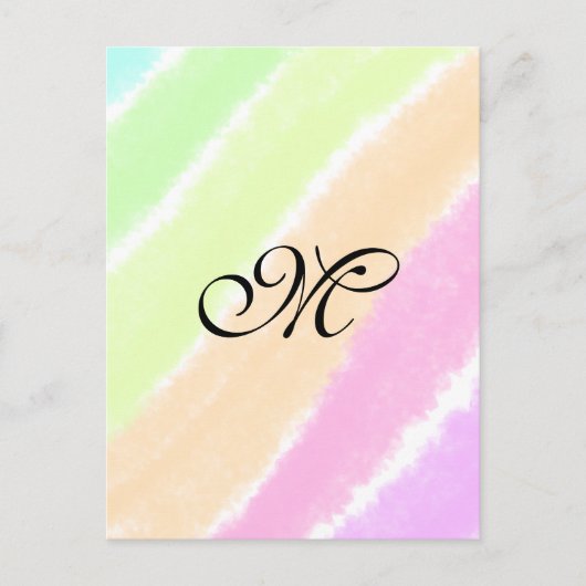 虹のストリペスウォーターカラーラインあなたのモノグラムを追加 ポストカード (正面)