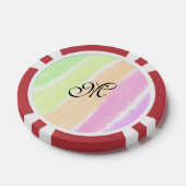 虹のストリペスウォーターカラーラインあなたのモノグラムを追加 ポーカーチップ (シングル)