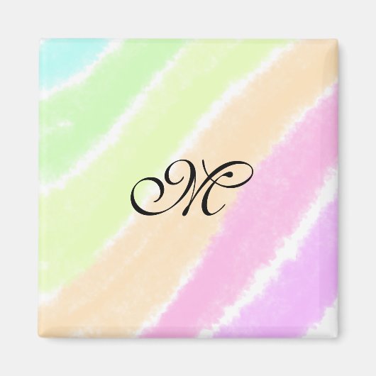 虹のストリペスウォーターカラーラインあなたのモノグラムを追加 マグネット (正面)
