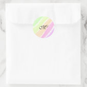 虹のストリペスウォーターカラーラインあなたのモノグラムを追加 ラウンドシール (バッグ)