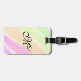 虹のストリペスウォーターカラーラインあなたのモノグラムを追加 ラゲッジタグ