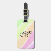 虹のストリペスウォーターカラーラインあなたのモノグラムを追加 ラゲッジタグ (正面縦)