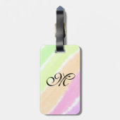 虹のストリペスウォーターカラーラインあなたのモノグラムを追加 ラゲッジタグ (裏面縦)