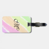虹のストリペスウォーターカラーラインあなたのモノグラムを追加 ラゲッジタグ (裏面横)
