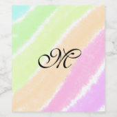 虹のストリペスウォーターカラーラインあなたのモノグラムを追加 ワインラベル (シングルラベル)