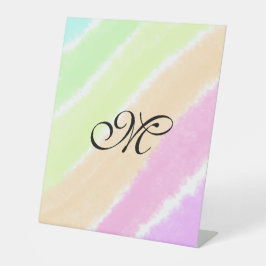 虹のストリペスウォーターカラーラインあなたのモノグラムを追加 台座サイン