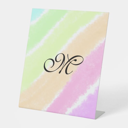 虹のストリペスウォーターカラーラインあなたのモノグラムを追加 台座サイン (正面)