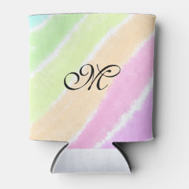 虹のストリペスウォーターカラーラインあなたのモノグラムを追加 缶クーラー