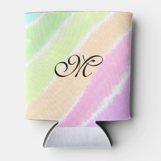 虹のストリペスウォーターカラーラインあなたのモノグラムを追加 缶クーラー (正面)
